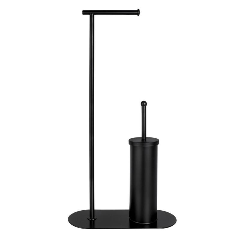 AWD WC kefe és papír tartó állvány, matt fekete (AWD02071631)