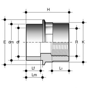 Aliaxis KM PVC menetes csatlakozó 40/50 5/4" BM (DIFV050040114)
