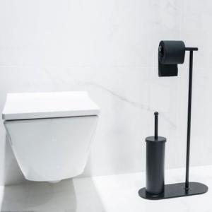 AWD WC kefe és papír tartó állvány, matt fekete (AWD02071631)