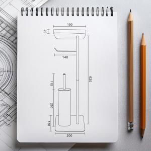 AWD WC kefe és papír tartó állvány, matt fekete (AWD02071826)