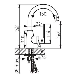 Ferro Algeo mosdócsaptelep elforgatható kifolyóval, króm (BAG2A)