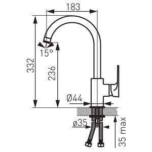 Ferro Algeo Square álló mosogató csaptelep, króm (BAQ4)