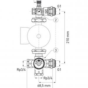 Ferro padlófűtési osztóra  szerelhető keverőegység szivattyú nélkül (GM-WP)