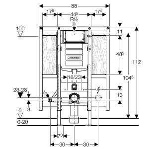 Geberit Duofix 111.375.00.5 wc szerelőelem fali WC UP320 öblítőtartállyal, mozgássérült kivitel