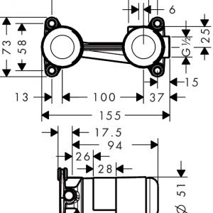 Hansgrohe alaptest egykaros, falsík alatti mosdócsaptelephez (13622180)