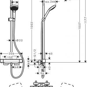 Hansgrohe Croma E Showerpipe 280 1jet termosztáttal (27630000)