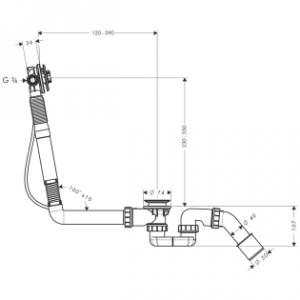 Hansgrohe Exafill S Alaptest kádtöltővel, le- és túlfolyó garnitúrával, egyedi kádakhoz (58116180)