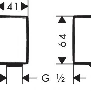 Hansgrohe Fixfit tömlőcsatlakozás Square visszafolyásgátlóval, matt fekete (26455670)