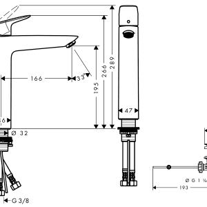 Hansgrohe Logis egykaros mosdócsaptelep 190 automata lefolyógarnitúrával (71090000)
