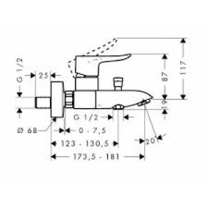 Hansgrohe Metris egykaros kádcsaptelep falsíkon kívüli szereléshez (31480000)