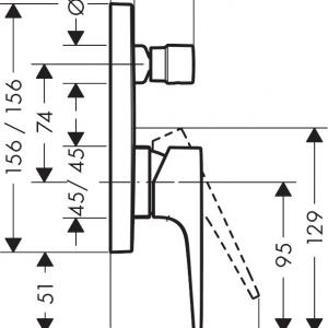 Hansgrohe Metropol egykaros, fali kádcsaptelep (74545000)
