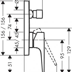 Hansgrohe Metropol egykaros kádcsaptelep falsík alatti matt fekete (32545670)