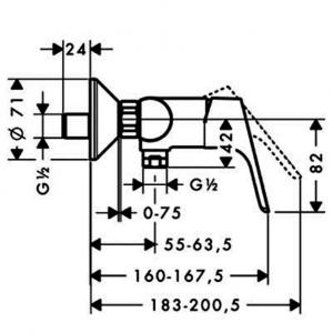 Hansgrohe Metropol egykaros zuhanycsaptelep nyitókarral, falsíkon kívüli szereléshez (32560000)