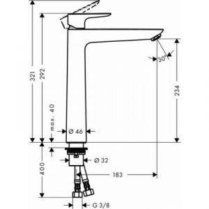Hansgrohe Talis E egykaros magasított mosdócsaptelep 240, automata lefolyó-garnitúra nélkül 71717000