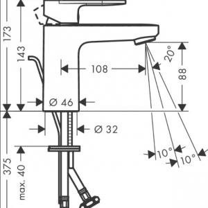 Hansgrohe Vernis Blend egykaros mosdócsaptelep 100, automata lefolyógarnitúrával króm,71551000