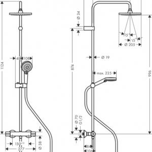Hansgrohe Vernis Blend Showerpipe 200, 1 jet, termosztátos zuhanyrendszer matt fekete (26276670)