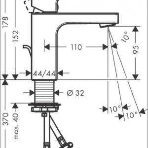 Hansgrohe Vernis Shape egykaros mosdócsaptelep 100, automata lefolyógarnitúrával 71561000