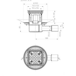 HL510PrBlue-3020 padlóösszefolyó DN40/50 vízszintes csatlakozóval