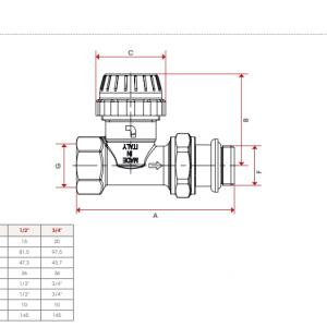 Itap 1/2'' DN15 10 bar radiátorszelep egyenes (8940012C)