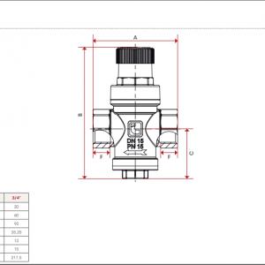 ITAP állítható nyomáscsökkentő szelep 3/4'' DN20 (1-4 bar, max 15 bar) (3600034)