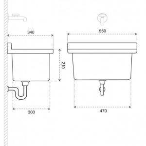 Pilozzo "55" rövid hátfalas műanyag falikút (2051A)