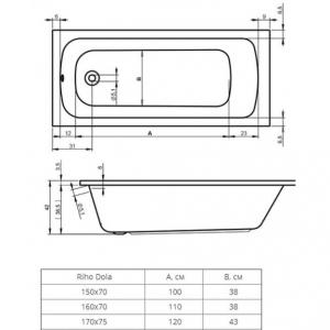 Riho Dola fürdőkád lábbal 170x75