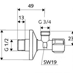 SCHELL Comfort sarokszelep mosógéphez, króm, 1/2 "x 3/4" (033000699)