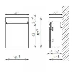 T-boss Sparta 40 alsó szekrény, mosdóval, prégelt fehér színű