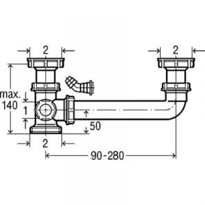 Viega lefolyó-összekötő 2" kettős mosogatókhoz (122539)