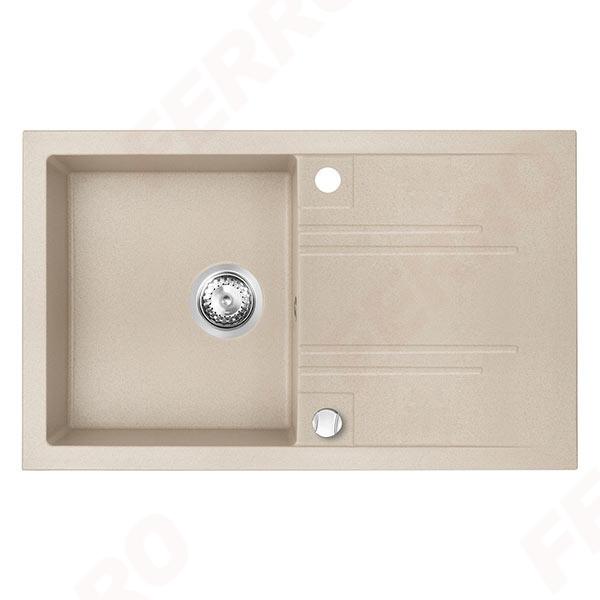 Ferro MEZZO II 1-medencés, csepptálcás gránit mosogató 48/78, homokszín (DRGM48/78SA)