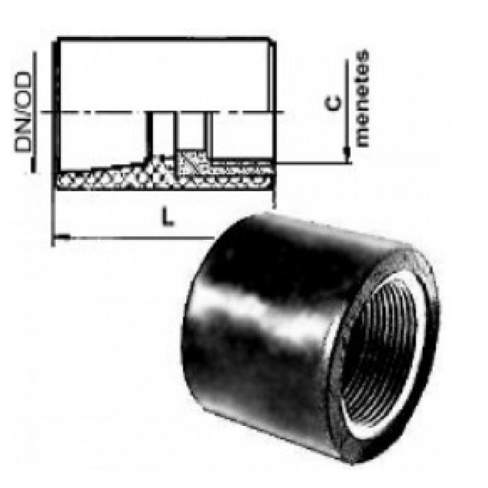 PE100 menetes összekötő idom tokos 20 - 1/2" BM.