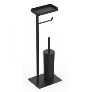 AWD WC kefe és papír tartó állvány, matt fekete (AWD02071826)