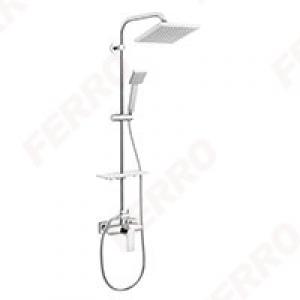 Ferro Algeo Square komplett zuhanyrendszer fej -és kézizuhannyal, csapteleppel, króm (NP74-BAQ7U)