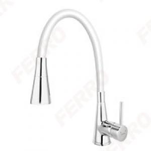 Ferro Zumba II mosogató csaptelep flexibilis kifolyócsővel, fehér (BZA42W)