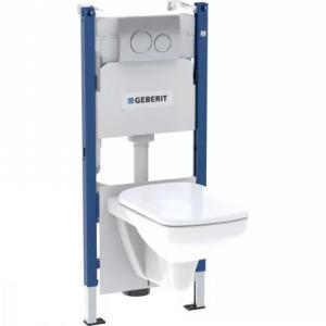 Geberit Duofix szerelőelem Rimless fali WC csészével, Delta öblítőtartállyal és nyomólappal (118.402.21.2)