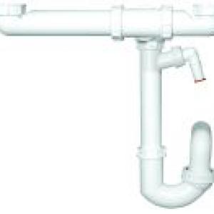 HL126.2/40 helytakarékos DN40/6/4'' szifon kéttálcás mosogatókhoz, mosógép-csatlakozóval