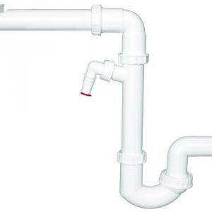 HL126/50 Helytakarékos DN50/6/4" mosogató szifon, mosógép csatlakozóval