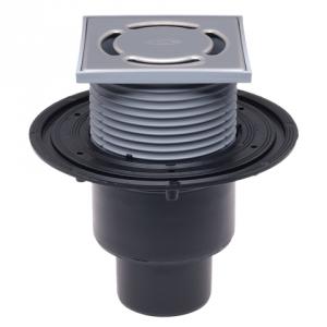 HL310N.2 Balkon- és teraszlefolyó DN50/75/110 függőleges kimenettel, szigetelő karimával, mechanikus bűzzárral, 123x123mm/115x115mm