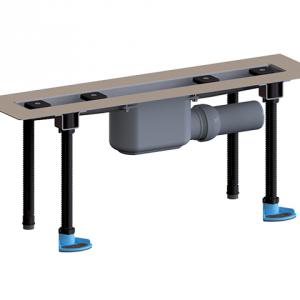 HL50F.0/100 Sík kivitelű zuhanyfolyóka nemesacélból, DN50 kimenetű lefolyóval, szerelési segédanyagokkal, fedőléc nélkül. Beépítési hossz 1000mm.