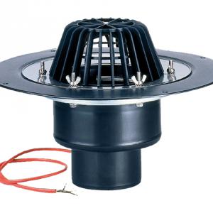 HL62.1/1 tetőlefolyó DN110 szigetelőkarimával, szorítóelemmel és 10-30W/230V fűtéssel