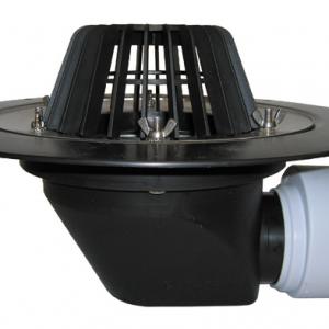 HL64 Tetőlefolyó vízszintes kimenettel, DN75/110 szigetelőkarimával, szorítóelemmel