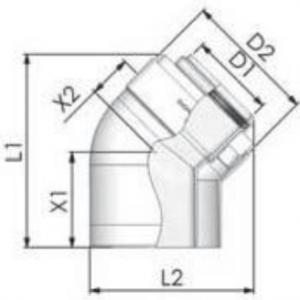 Tricox PPs/Alu könyök 80/125 mm, 45° (2db), PAKÖ602