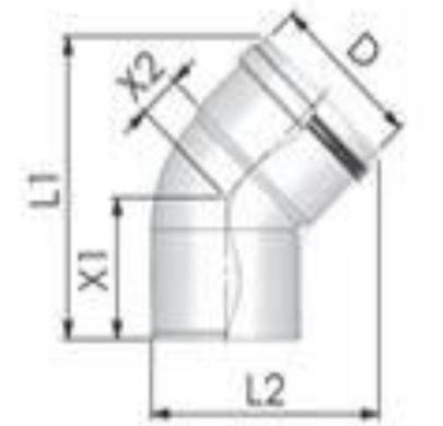 Tricox PPs könyök 60mm, 45°
