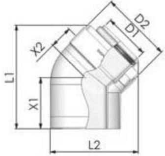 Tricox PPs/Alu könyök 110/160mm, 45°, PAKÖ052